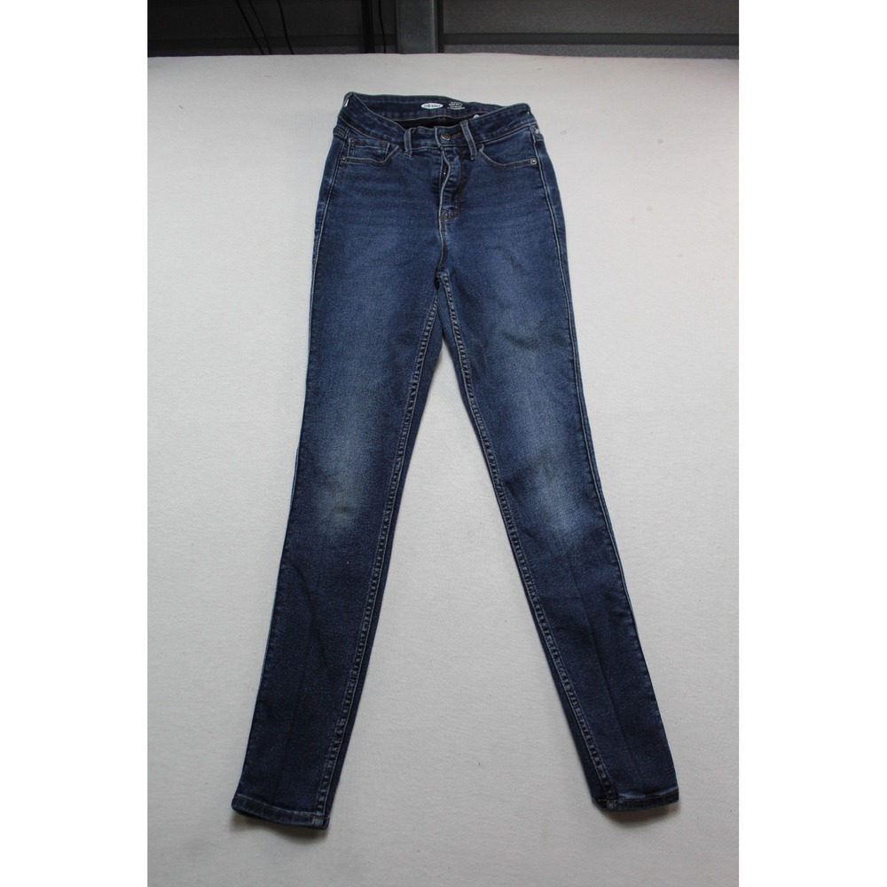 Old Navy Rockstar Super Skinny Women Size Zero Dark Blue Excellent High Rise